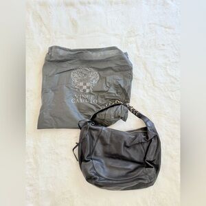VINCE CAMUTO Cayle Pebble Leather Gold Ring Hobo Bag Black